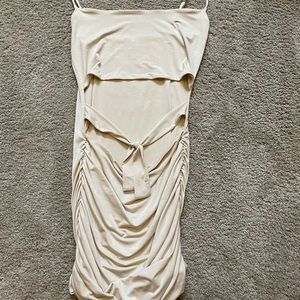 Lucy in the sky cream front cut out mini dress size small.